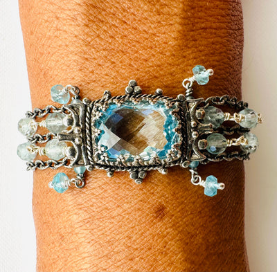 Blue Topaz & Aquamarine Multi Strand Bracelet