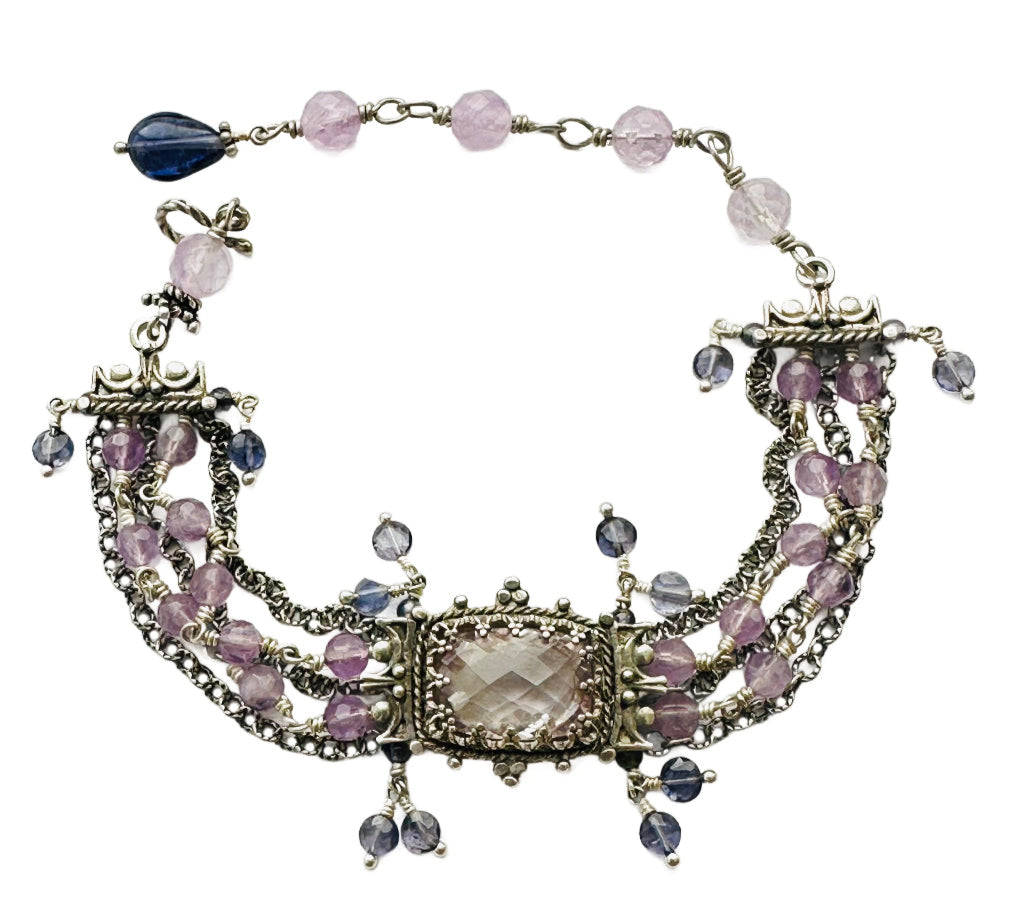 Pink Amethyst & Iolite Multi Strand Bracelet