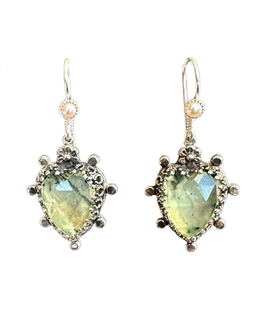 Prehnite Milagro Heart Earring