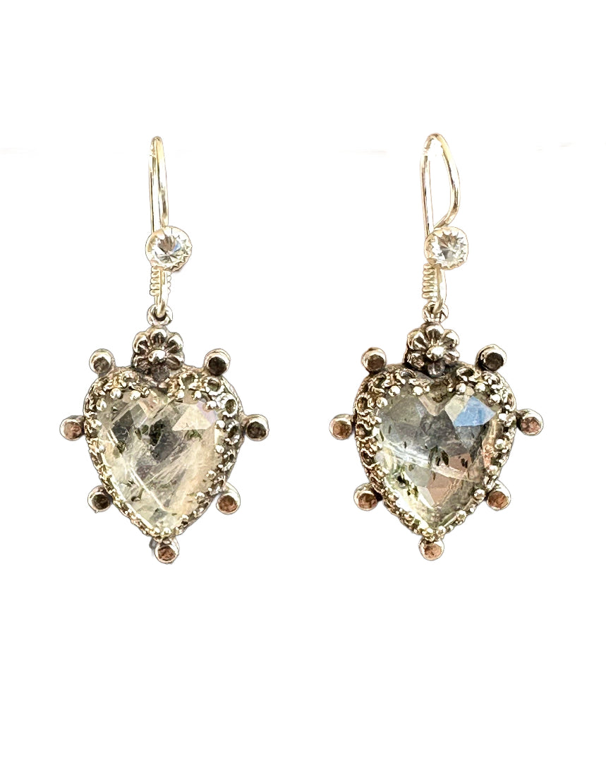 Dot Quartz Milagro Heart Earrings