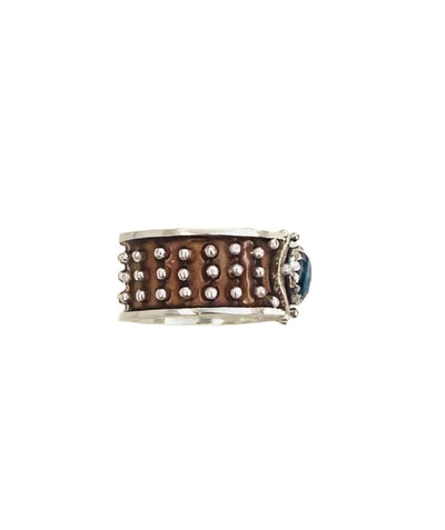 Kyanite Enameled Wide Band Ring