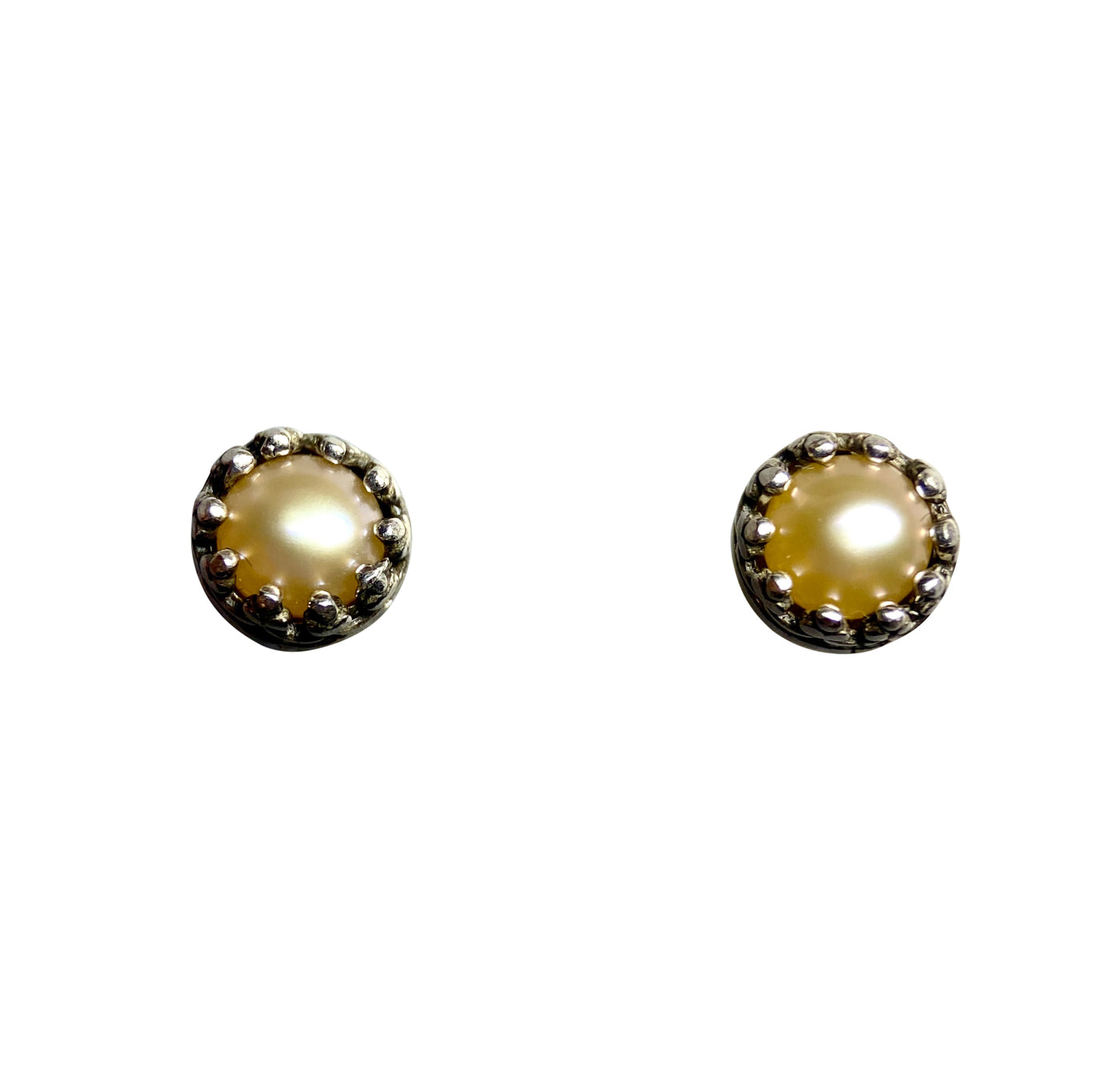 Pearl Small Gemstone Pod Stud Earrings