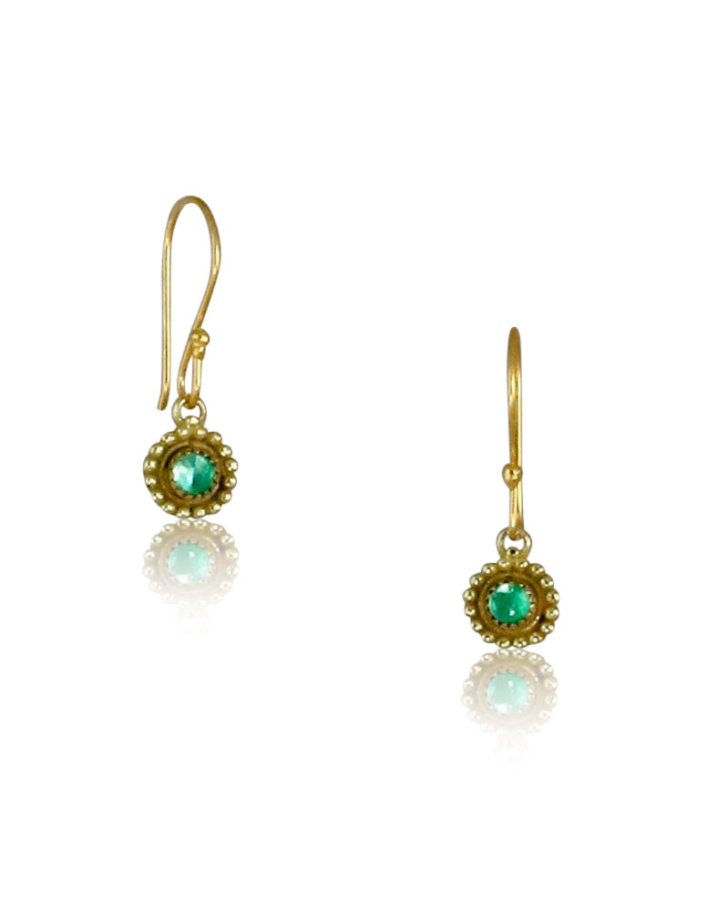 Emerald Gem Pod 18K Gold Earrings