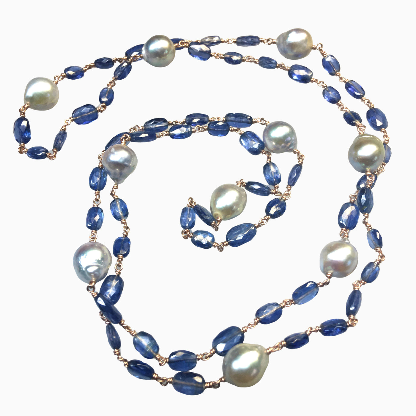 Rose Gold Kyanite & Pearl Necklace