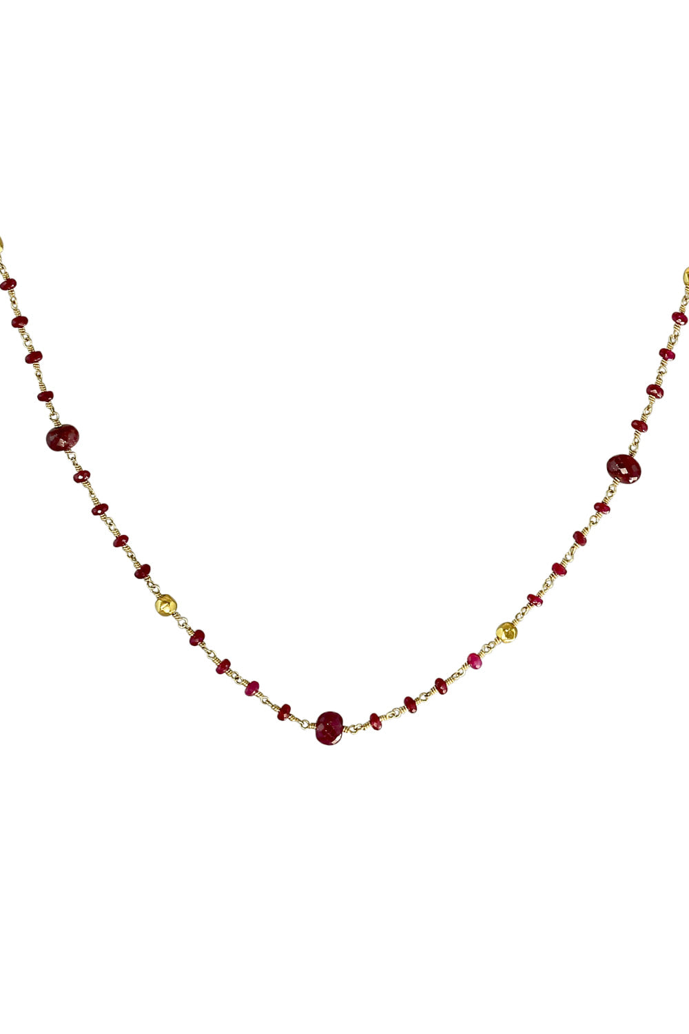 Ruby Beaded 18K Gold Necklace