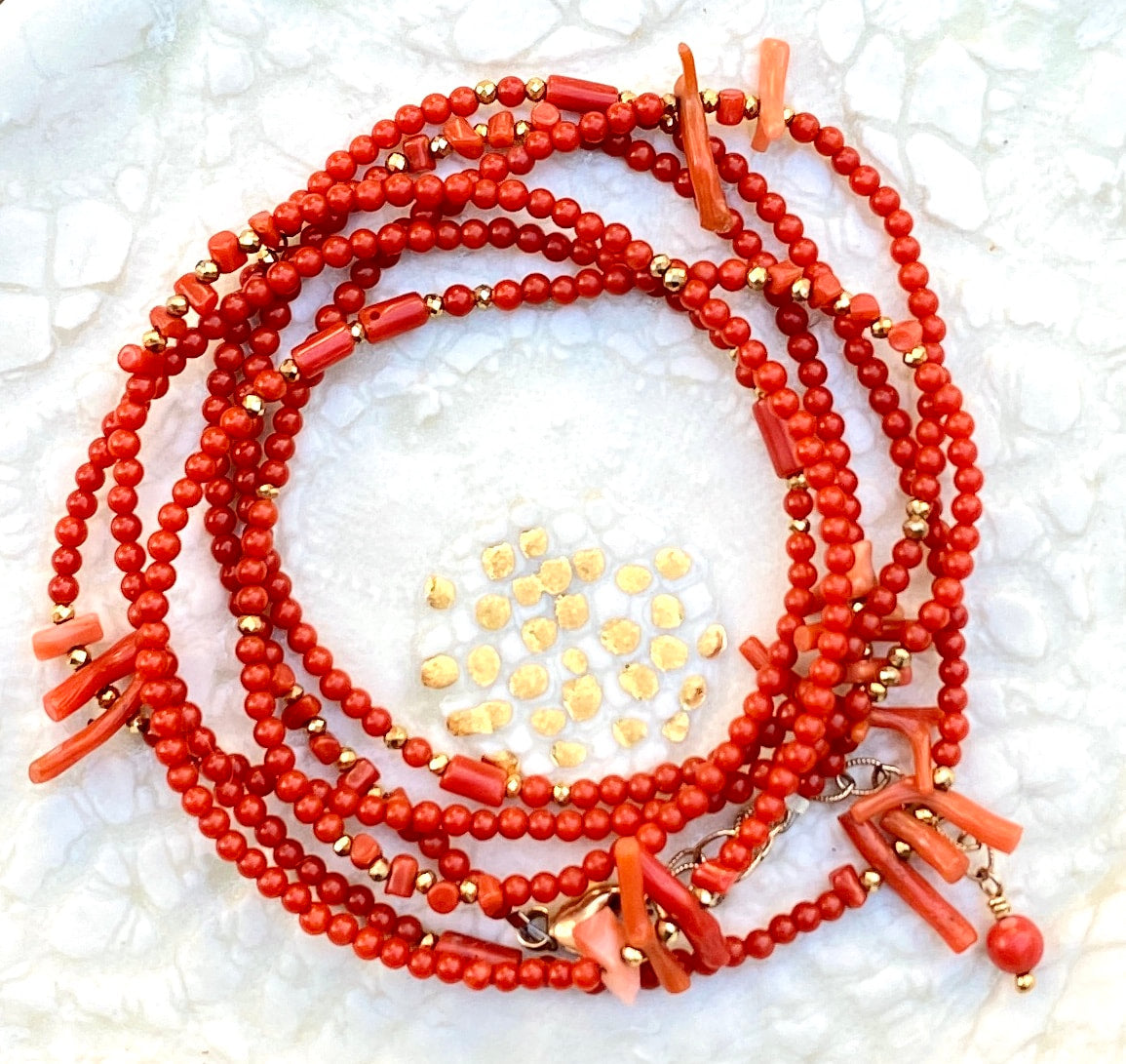 Coral & Pyrite Bracelet/Necklace
