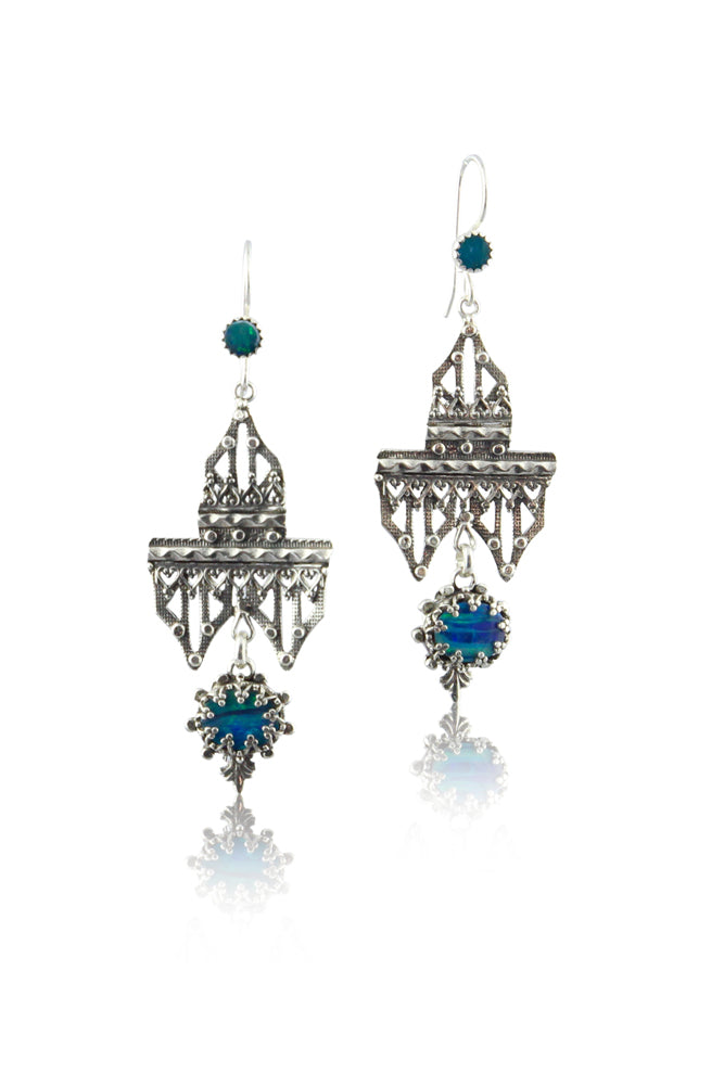 Australian Opal Dreaming of Morocco Silver Earrings