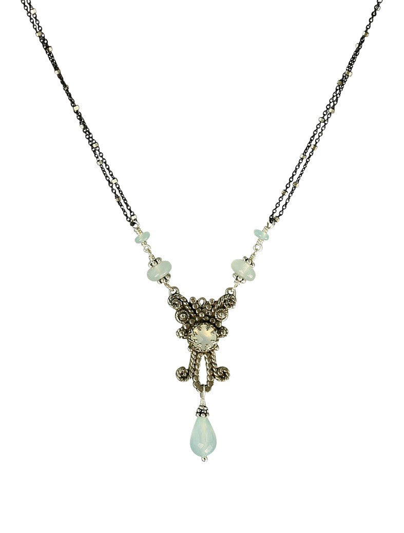 Aqua Chalcedony Silver Necklace