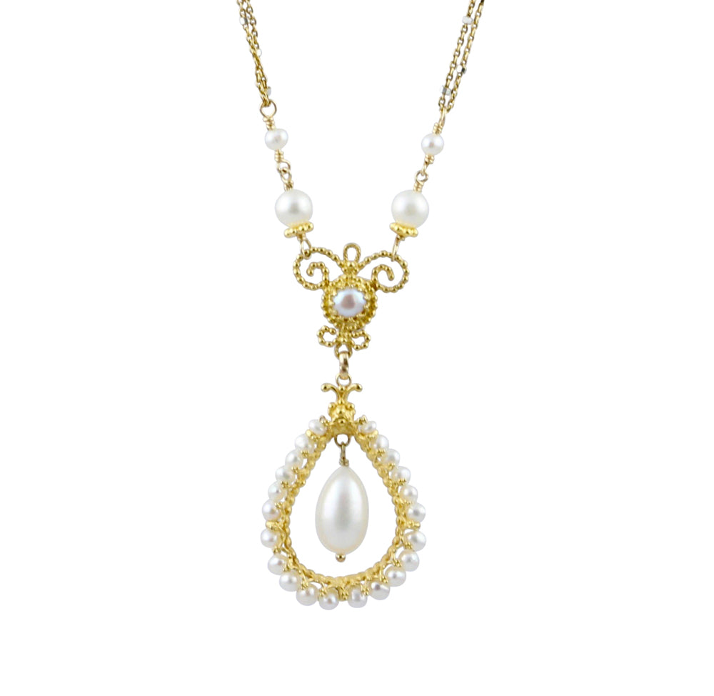 Pearl Drop Vermeil Necklace