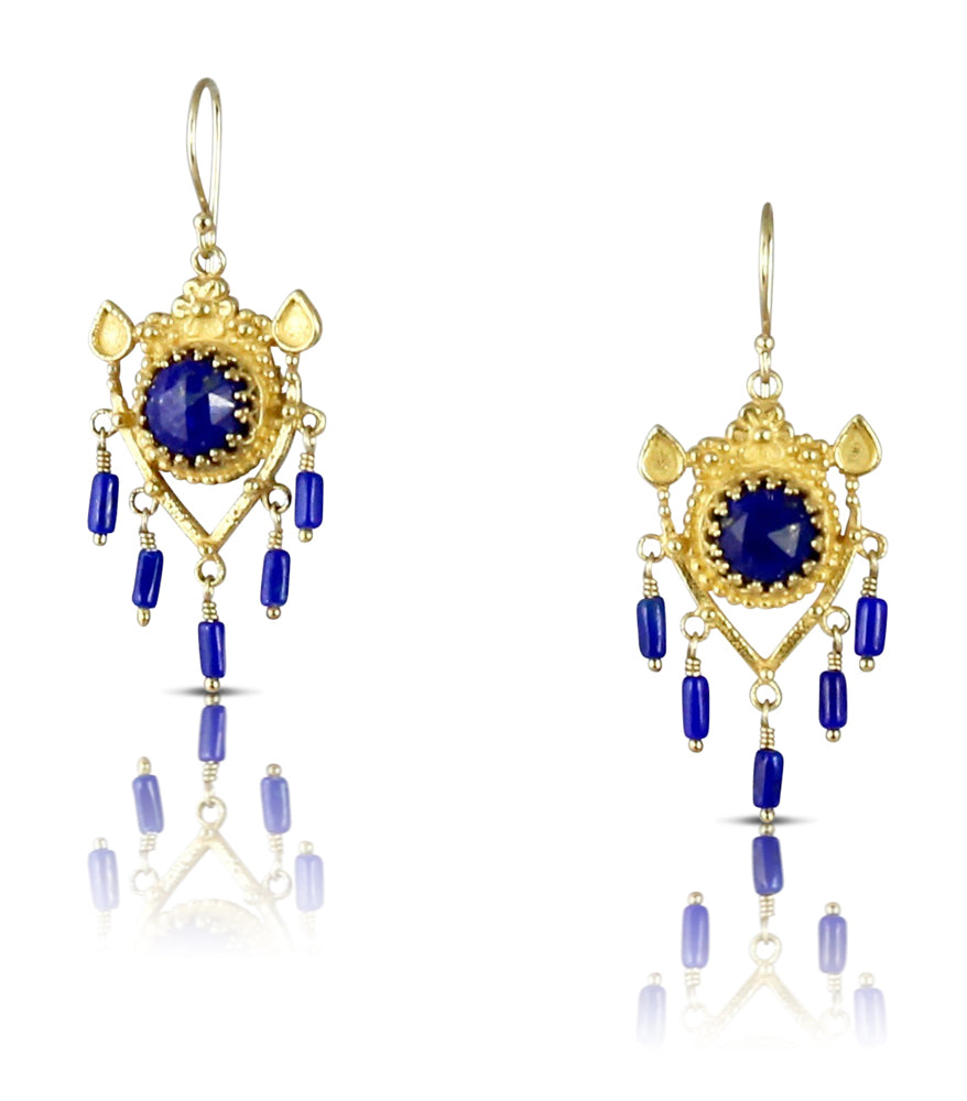 Lapis Lazuli Fringe Vermeil Earrings