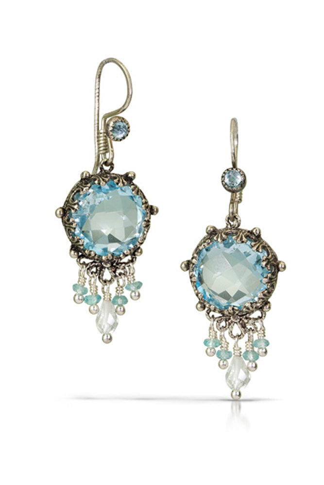 Blue Topaz & Aquamarine Silver Chandelier Earrings