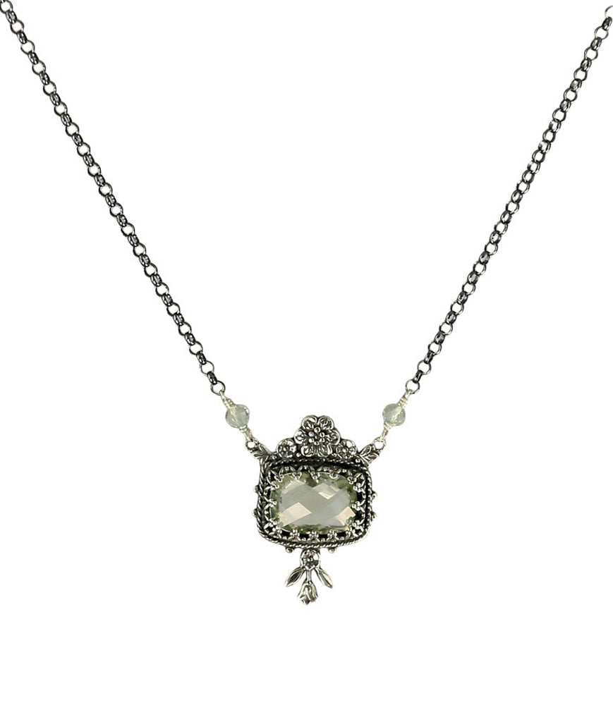 Green Amethyst Fiori Silver Necklaces