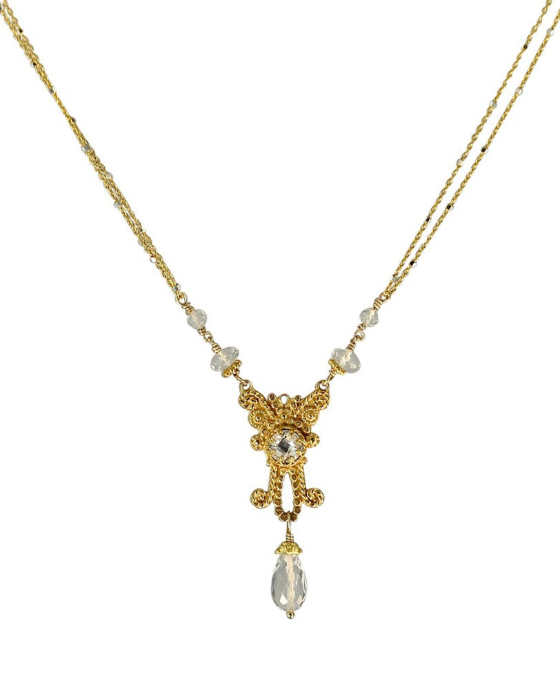 Crystal Quartz Drop Vermeil Necklace