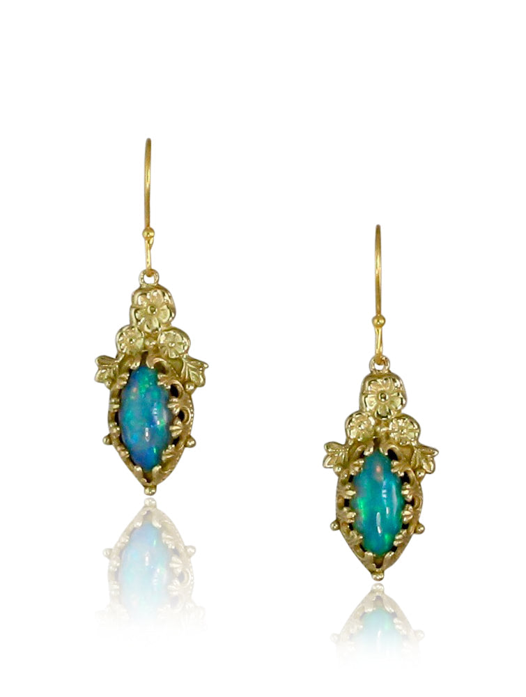 Ethiopian Opal 18K Gold Marquise Fiori Earrings